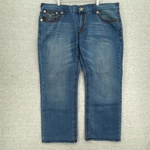 True Religion Ricky Super T Straight Leg Medium Wash USA Cotton Jeans Mens 42
